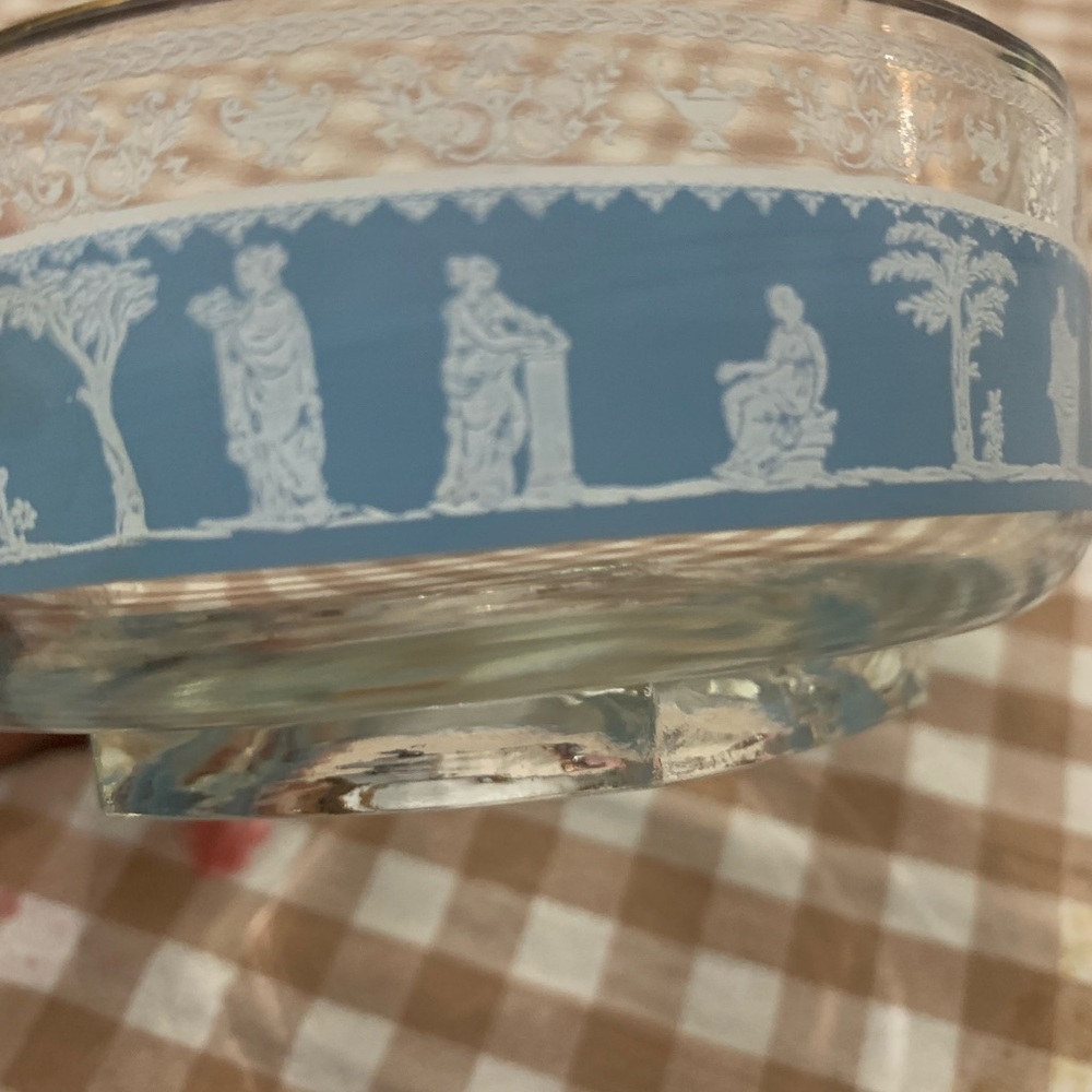 Jeannette Glass blue Hellenic (or Grecian) pattern bow